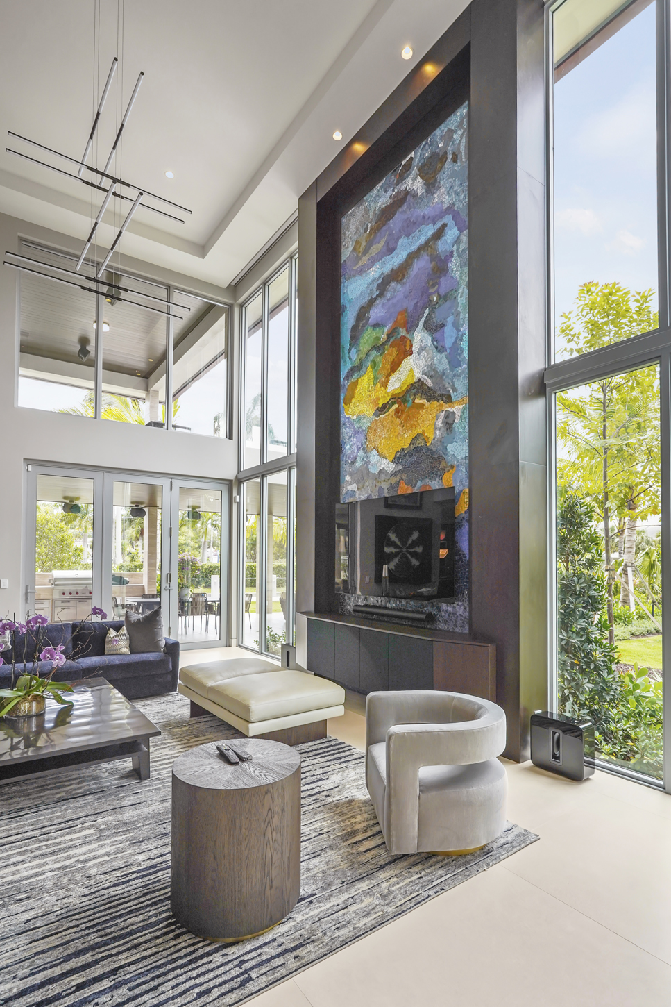 Feature wall with fireplace and art niche