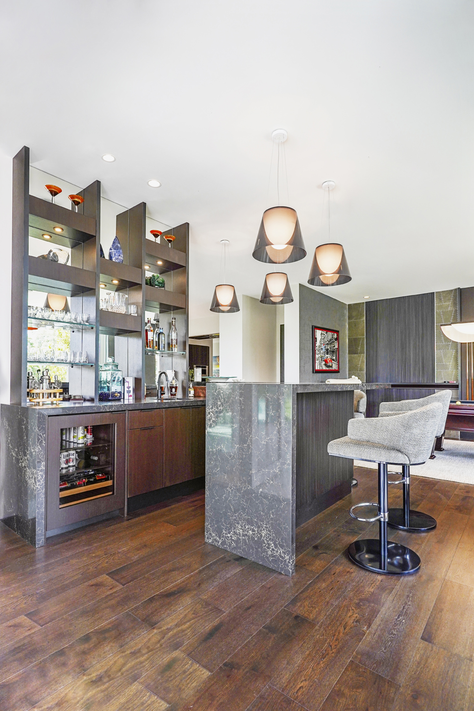 Custom bar with stone island