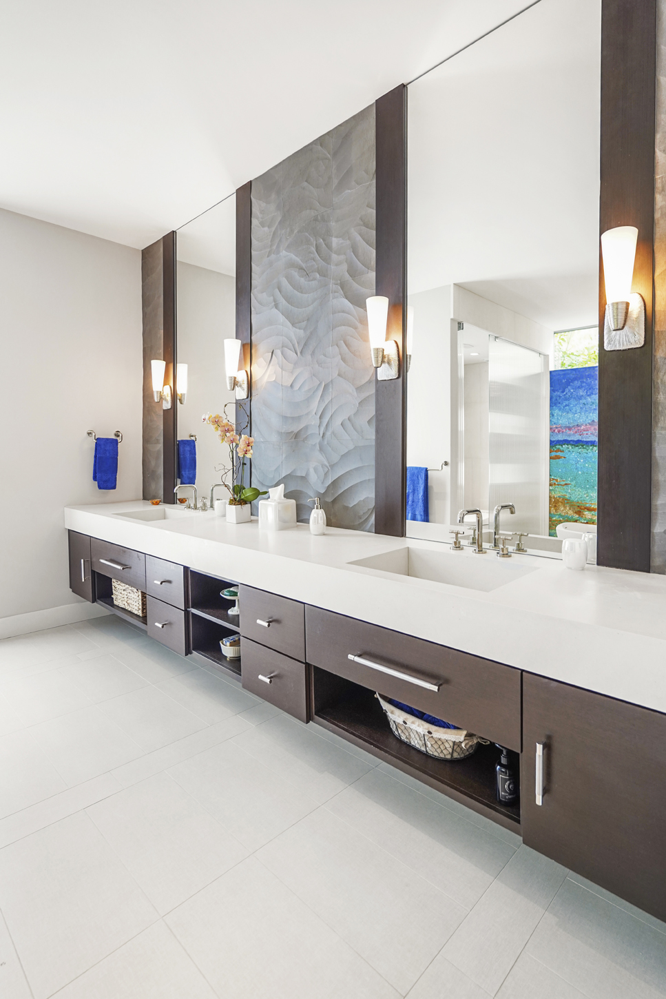 Primary bathroom custom double vanity