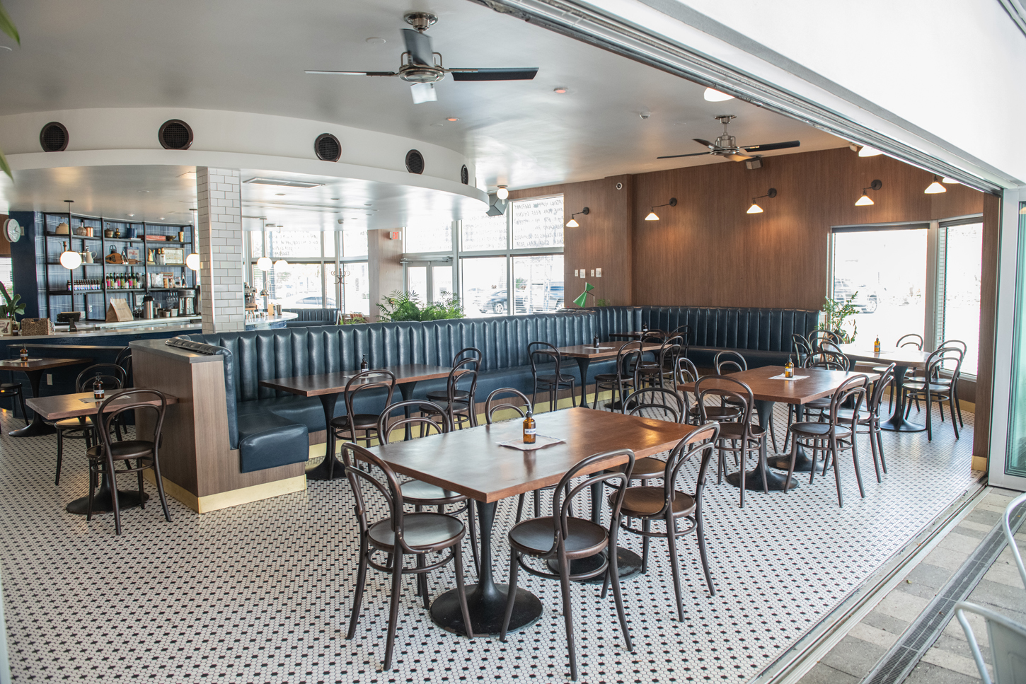 Mr. Mandolin diner interior renovation with custom booths and tile flooring by CM Custom Design in Miami