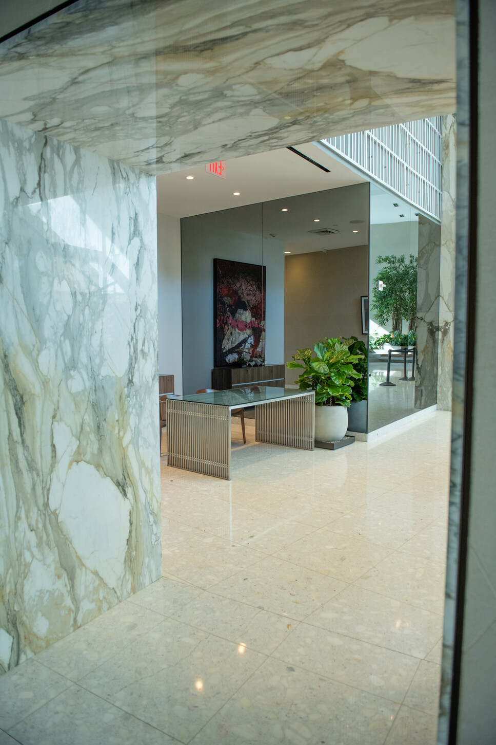 Marble archway detail in a Miami residential lobby